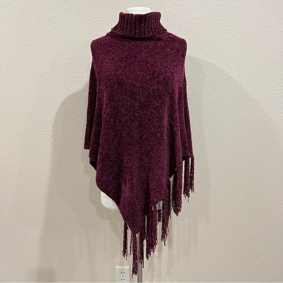 Britts Knits Chenille Cowl Neck Poncho One Size - Picture 3 of 11